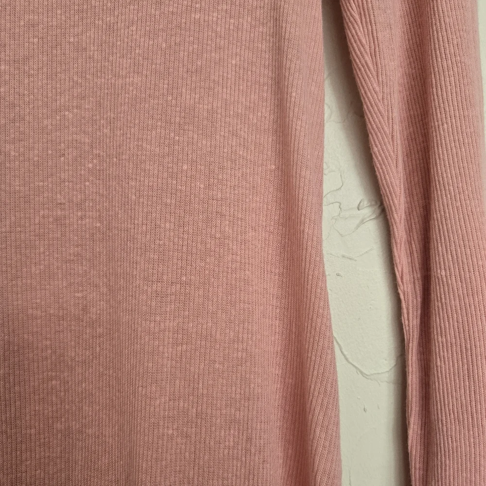 Free People Ribbed Lightweight Button Up Pink Dusted Sweater, L - Picture 8 of 11
